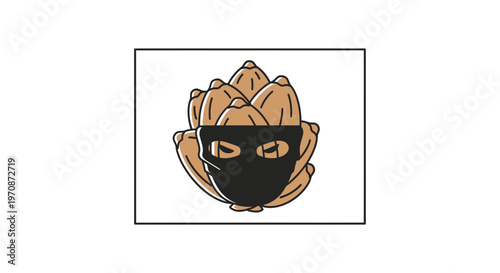 Artichoke Wearing Ski Mask, Funny Food Concept, Healthy Vegetable Disguise, Healthy Eating