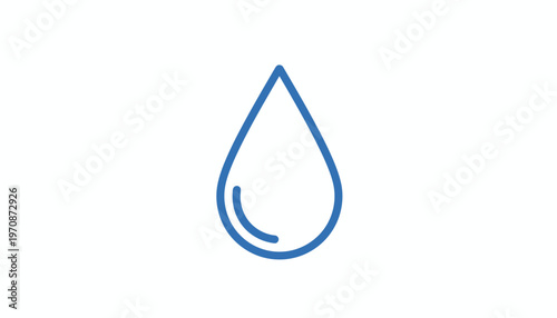 Blue Water Drop Icon on White Background - Simple, Clean, Refreshing