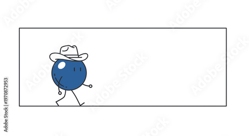 Blueberry Character Walking with Cowboy Hat - Funny Cartoon Animation