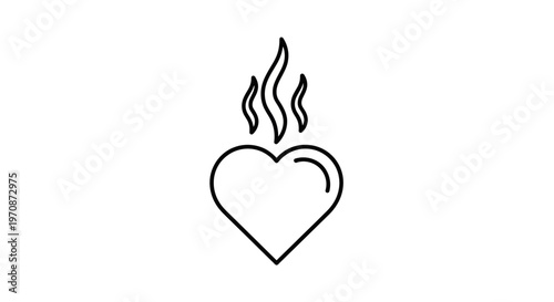 Burning Heart Icon - Love on Fire, Passion, Emotion, Romance, Heat, Flame Symbol