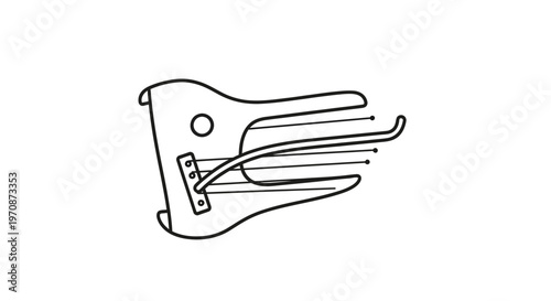 Abstract Harp Guitar Icon, Musical Instrument Line Art, Minimalist Design