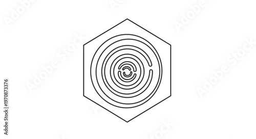 Abstract Geometric Hexagon with Concentric Circles Maze Pattern