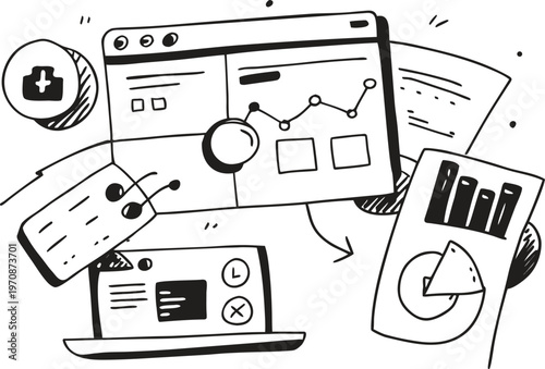 Finance Mobile App Dashboard with Charts and Balance Overview in Clean Modern Interface Style. Digital Banking and Financial Management Concept for Business and Technology Projects.