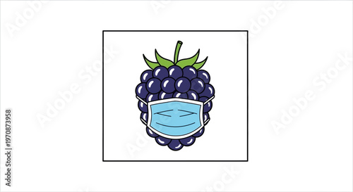 Blackberry Wearing Face Mask - Healthy Fruit Protection Concept