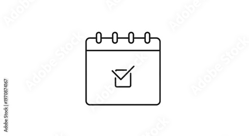 Calendar Icon with Check Mark - Task Completion and Planning Concept