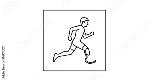 Athlete with prosthetic leg running, symbolizing determination and overcoming challenges