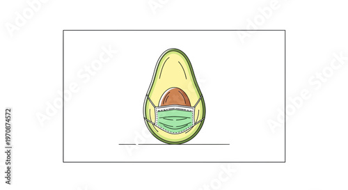 Avocado Wearing Face Mask - Healthy Food Protection Concept