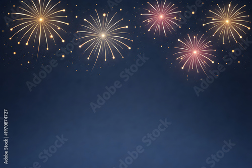 Elegant Fireworks Border Background On Night Sky