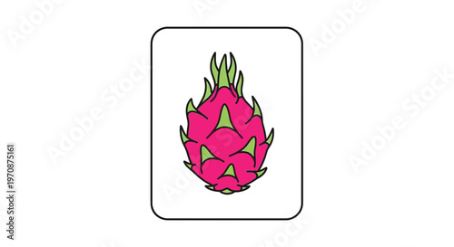 Vibrant Dragon Fruit Icon on White Background, Exotic Tropical Fruit Illustration