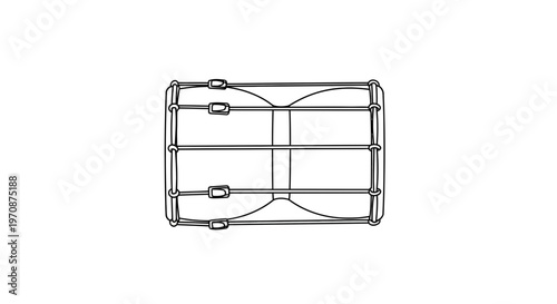 Vintage Drum Outline Vector Illustration - Traditional Percussion Instrument
