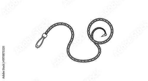 Whip Chain Isolated Black and White Vector Illustration