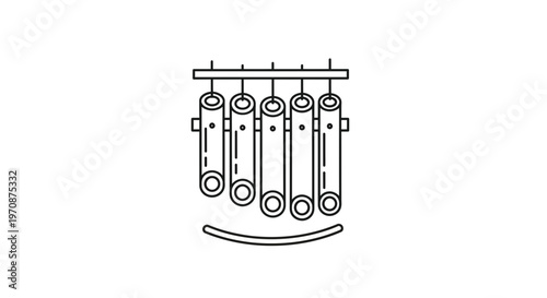 Wind Chimes Icon Line Art: Musical Instrument, Sound, Decoration, Relaxation