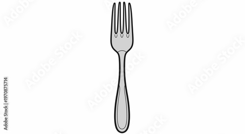 Simple Silver Fork Isolated on White Background, Kitchen Utensil for Eating
