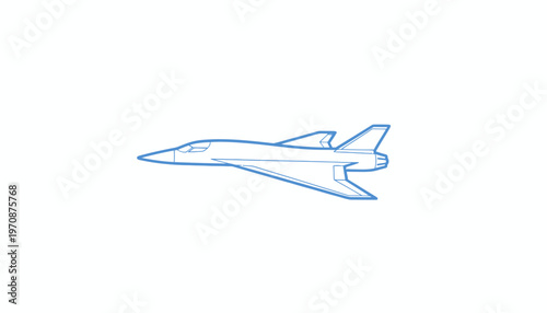 Sketch of a futuristic jet fighter plane, outline drawing, isolated on white background