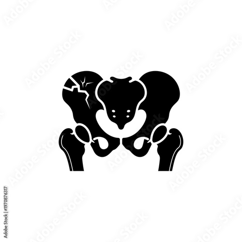 Black Human Pelvic Bone Icon with Minimalist Design