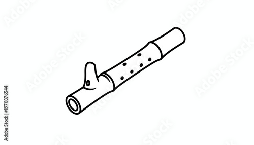 Simple Line Drawing of a Clarinet Mouthpiece and Neck
