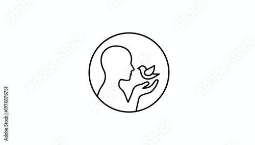 Silhouette of a person releasing a bird from their hand, symbolizing freedom and hope.