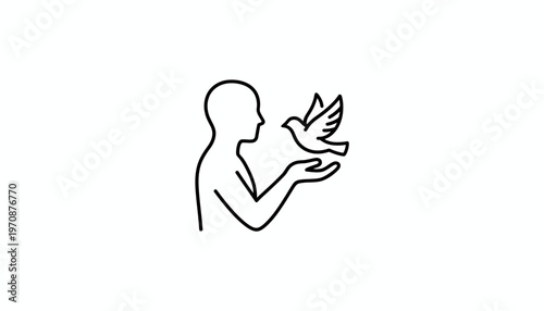 Silhouette of a person releasing a bird into the sky, symbolizing freedom and hope