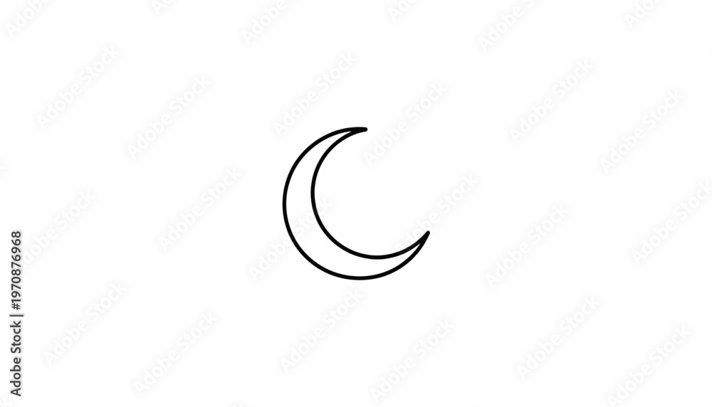 Obraz premium Simple Crescent Moon Icon, Minimalist Line Art, Celestial Body, Night Sky Symbol