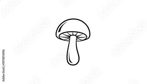 Simple Black and White Line Drawing of a Mushroom