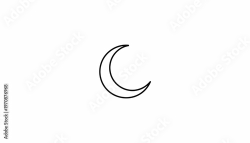 Simple Crescent Moon Icon, Minimalist Line Art, Celestial Body, Night Sky Symbol
