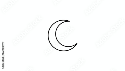 Simple Crescent Moon Icon Outline, Minimalist Celestial Symbol, Night Sky Element