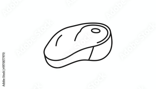 Raw Steak Icon, Minimalist Line Art, Food Symbol