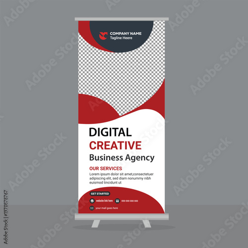 Roll up banner template for creative digital business agency services