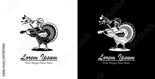 The logo design is a turkey playing the violin