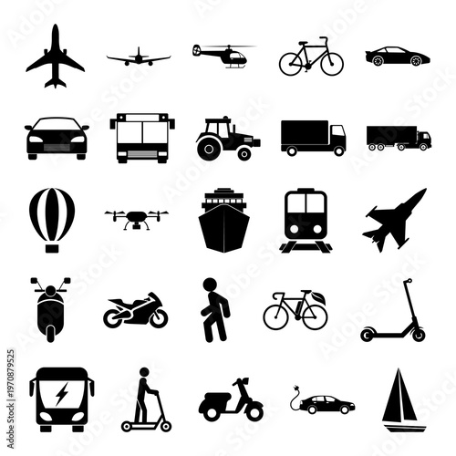 Transportation Icons set isolated on white background