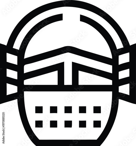 Full face protective helmet icon with visor and ventilation for sports or security