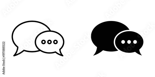 Minimalist vector graphic depicting a speech bubble and thought cloud side by side, ideal for communication, psychology, or educational projects in marketing and design.