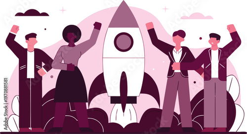 Growth Concept Showing Team Working Together to Achieve Business Success Goals. Professional Development and Performance Concept for Marketing and Strategy Visuals.