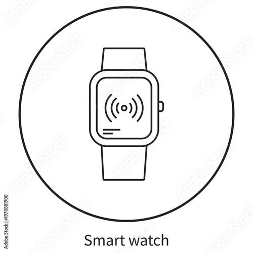 Smart Watch Design Icon, Fitness Tracker Watch, Wearable Tech Device, Digital Smart Watch Interface, Health Monitoring Smartwatch, vector