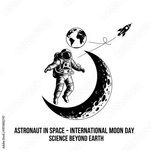 Astronaut floating in outer space suit.