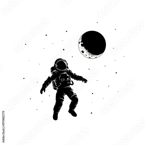 Astronaut floating in space suit.