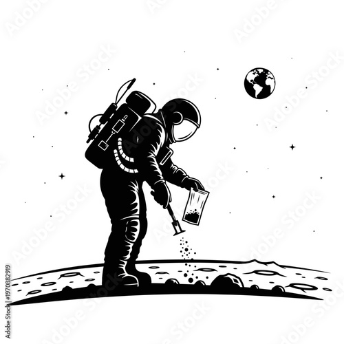 Astronaut in Space Suit Exploring.