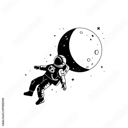 Astronaut in Space Suit Floating.