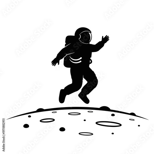 Astronaut in Space Suit Jumping.