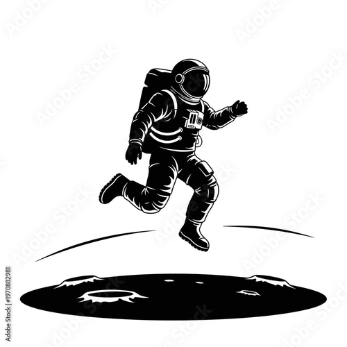 Astronaut in Space Suit Running.