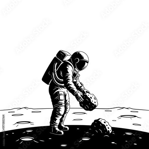 Astronaut on the moon surface exploring.