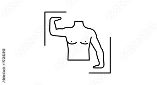 Human Anatomy Icon: Torso and Arm Muscles, Fitness and Health Concept