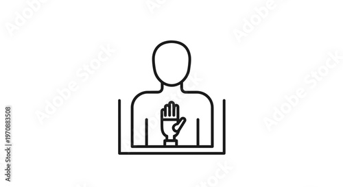 Human Silhouette with Open Hand Gesture, Symbolizing Protection, Stop, or Welcome