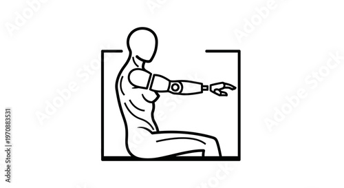 Humanoid Robot Arm Prosthetic Limb Sitting in a Box, Futuristic Technology Concept