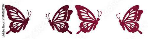 Fotografie Elegant maroon butterfly vector set, delicate insect silhouette collection, nature-inspired design elements for spring and summer projects, decorative graphic resource for branding and crafts