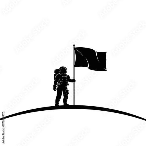 Astronaut standing on a hill.