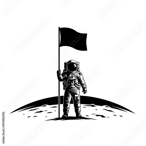 Astronaut standing on moon surface proudly.