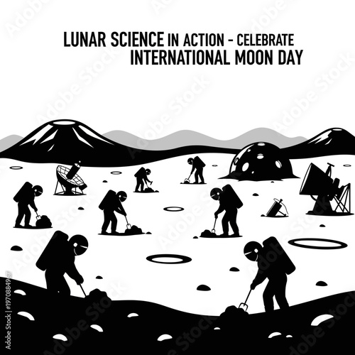 Astronauts on Moon Surface Exploration.