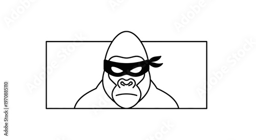 Gorilla Bandit Masked Face Outline Vector Art