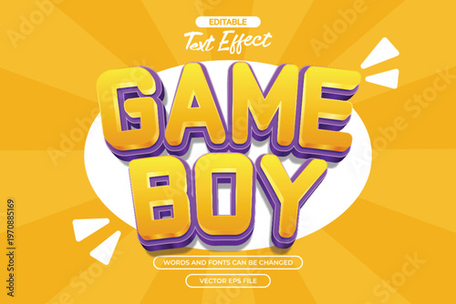 Game boy editable text effect with cartoon text style and  with yellow comic background